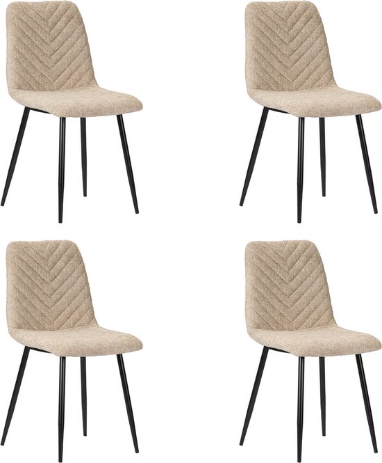PoleWolf - Chaise Carre - Velours - Camel - Set de 4