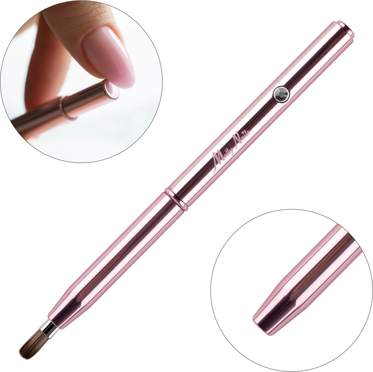 Goedkoopste Molly Nails Gel Penseel Ovaal Pro Automatische Gold Rose 10mm, Buildergel, Gellak, Gel, Nailart, Nagelstyliste, Manicure, Nagels, Biab, Rubberbase, Caramdia
