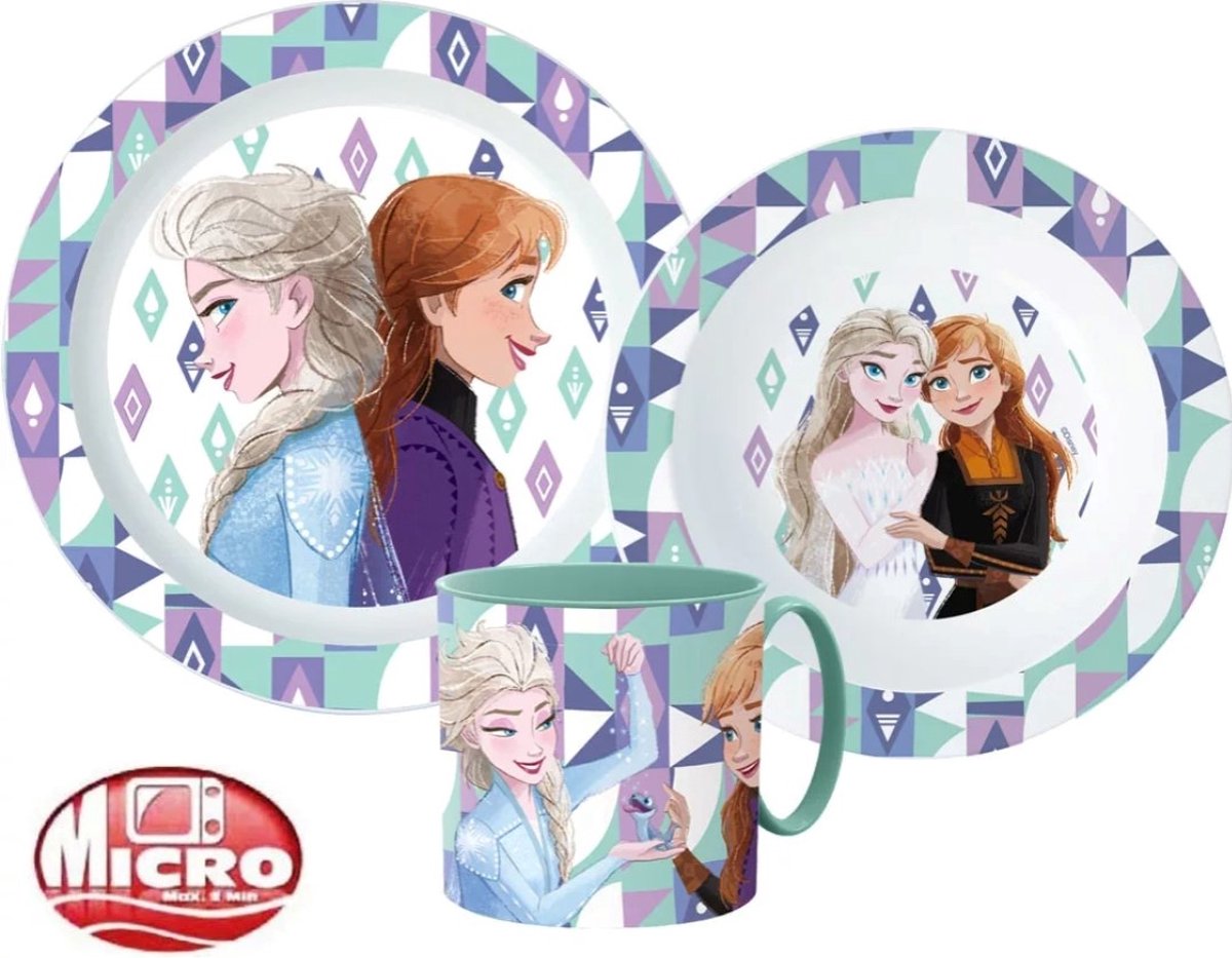 Goedkoopste Frozen Ontbijtset - Lunchset - Dinerset Bord, Schaal en Beker 265ml