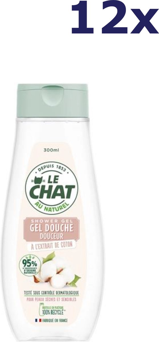 Goedkoopste 12x Le Chat Douchegel - 300ml - extract van katoen