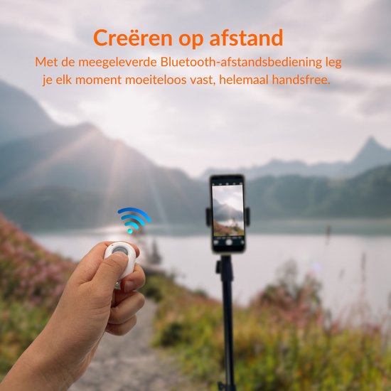 Statief smartphone en camera met telefoonhouder - statief telefoon en camera - 160 cm hoog - inclusief bluetooth afstandsbediening - cadeau tip