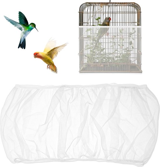 Housse de protection pour cage à oiseaux - Filet réglable - Filet universel pour cage à oiseaux - Utilitaires pour Grillage à oiseaux - Pour Birdcage Splash - Blanc