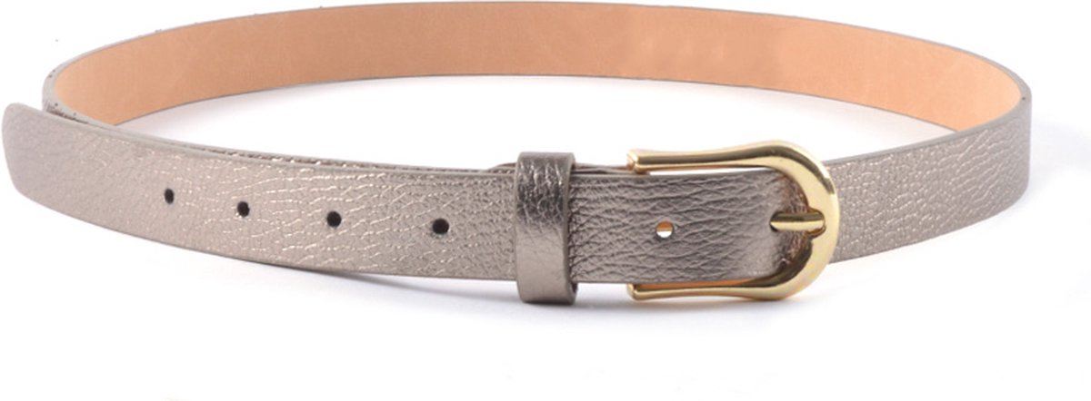 Giuliano dunne lederen riem - Brons - Metallic - Dames - Made in Italy
