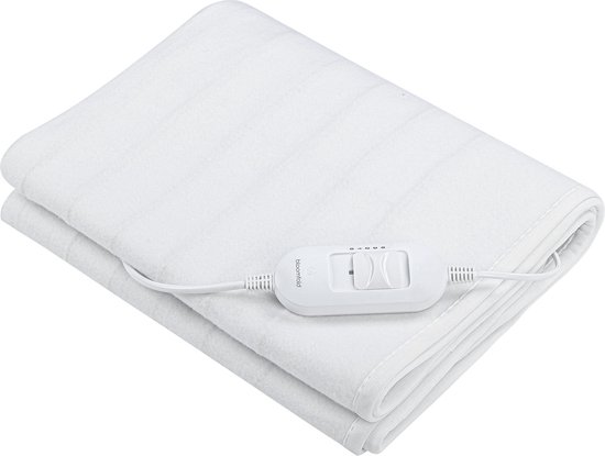 Bloomfold Elektrische Onderdeken - 150 x 80 cm - Wasmachinebestendig - 1 Persoons - 3 Standen - Warmtedeken - Wit/polyester