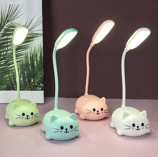 Kinder Bureaulamp Led Kat Nachtlampje USB oplaadbare nachtlampje Student bureaulamp Bedlampje slaapkamer Groen