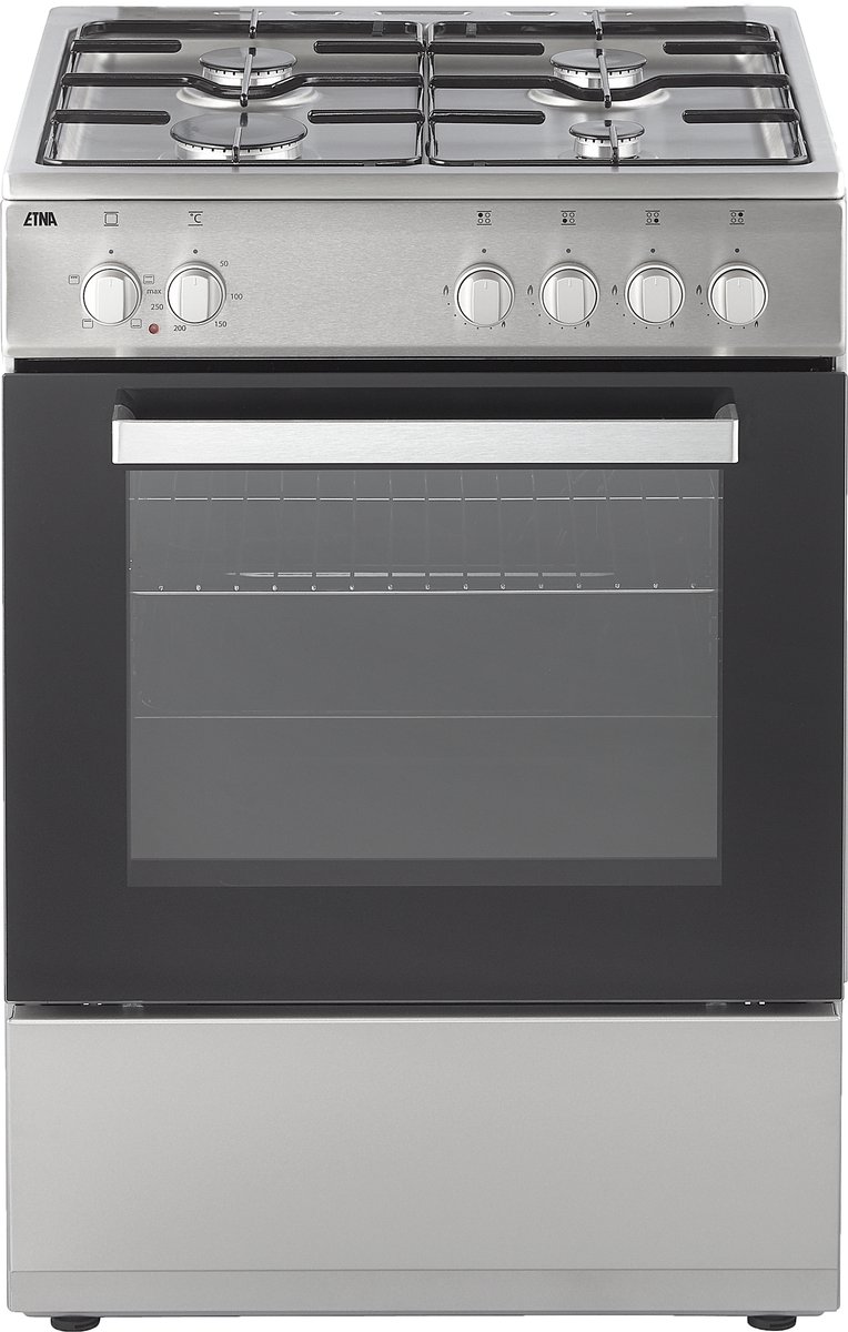 ETNA FGV160RVS - Gas/elektro fornuis - RVS - 60 cm - Inhoud 72 liter - Energielabel A