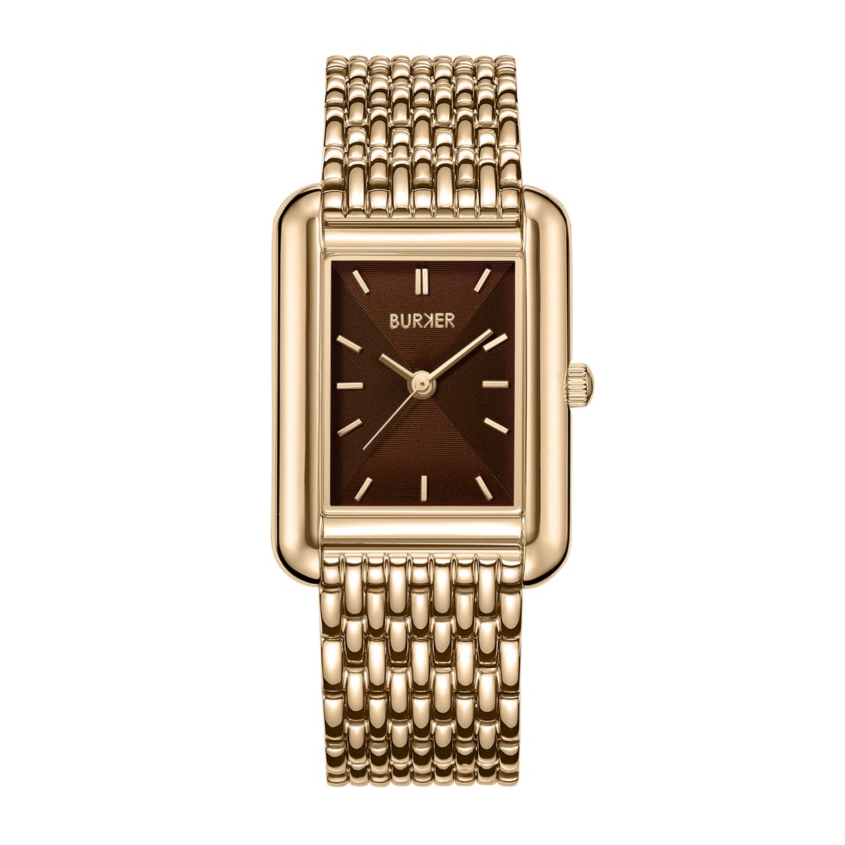 BURKER Olivia Horloge Dames - Vierkant - Goud Bruin - Schakelband - 29mm