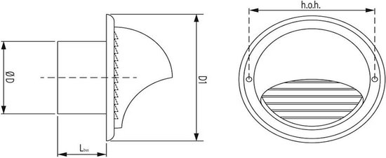 Grille sphérique Weha avec lames - acier inoxydable - Ø125 mm