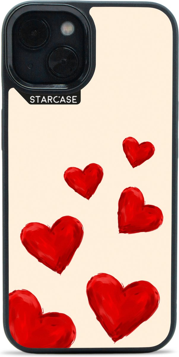 iPhone 13 hoesje - magsafe hoesje / Starcase Off White Hearts - Harten / iPhone hoesje met Magsafe - Compact Case