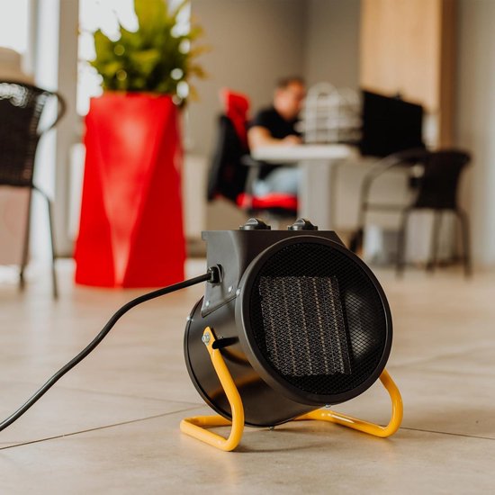 Lehmann LTOHE-2016 Energiebesparende verwarming voor de werkplaats, 2000 watt, ventilatorkachel met 2 warmtestanden en ventilator, elektrische bouwverwarming, voor bouwplaats, werkplaats, huis