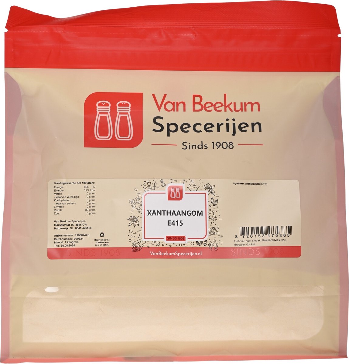 Goedkoopste Van Beekum Specerijen - Xanthaangom (E415) - 1 KG (hersluitbare stazak