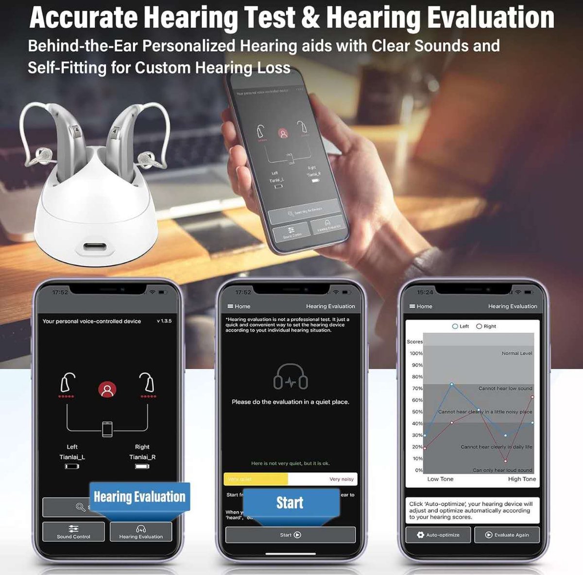 Goedkoopste WK® 2x Bluetooth 5.0 Interactieve,Gepatenteerde Japanse Nano DSP-gehoor chip-36 channels-Oplaadbaar 25 uur-tinnitusafschermingsfunctie-Ontdek de unieke, vooruitstrevende Gehoorapparaat technologie uit Japan–baanbrekend in precisie voor uw gehoor