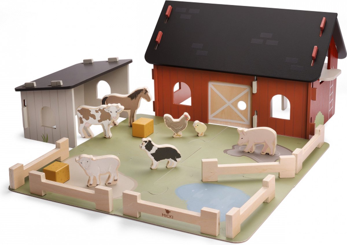 Micki houten boerderij speelgoed boerderij speelset.