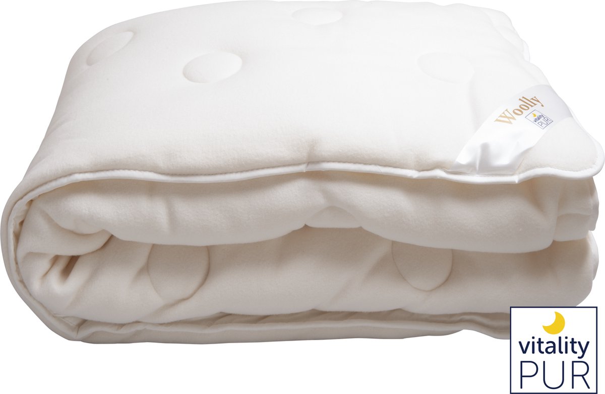 Vitality Pur Woolly Dekbed - 155x220 cm – Eenpersoons - 4 Seizoenen Dekbed – Zachte Woolly Fleece & Organic Katoen – Ademend en Vochtregulerend – Warmteklasse 3