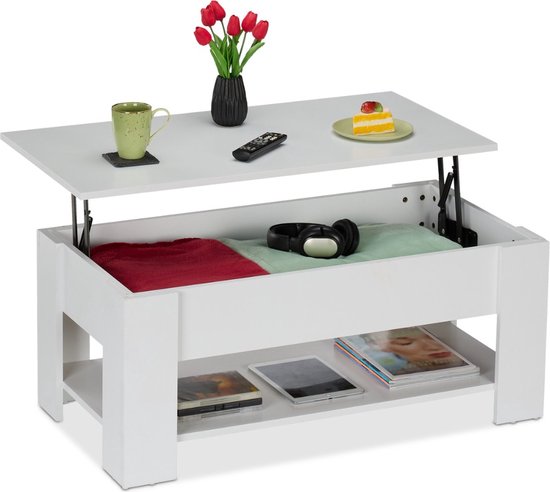 Vasagle Salontafel, Woonkamertafel Met Uitklapbaar Blad, 100 X 55 X 47 Cm Verborgen Bergruimte Traliewerkblad Metalen Fram Aanbieding 30134632