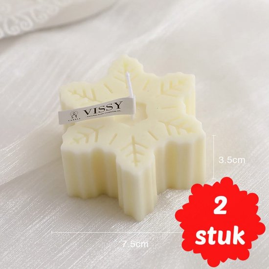 Kaars - Kerst Kaars - Set van 2 - Sneeuwvlok - Wit - Sneeuw - Snowflake - Aromatherapie Kaars - Figuurkaars