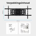 Verpakkingsinhoud van een Auronic TV muurbeugel, inclusief beugel, handleiding en schroeven.