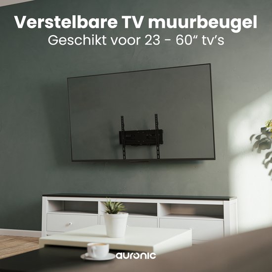 Auronic TV Beugel - TV Muurbeugel - Draaibaar en Kantelbaar - 23 tot 60 inch - Tot 45 KG - Zwart