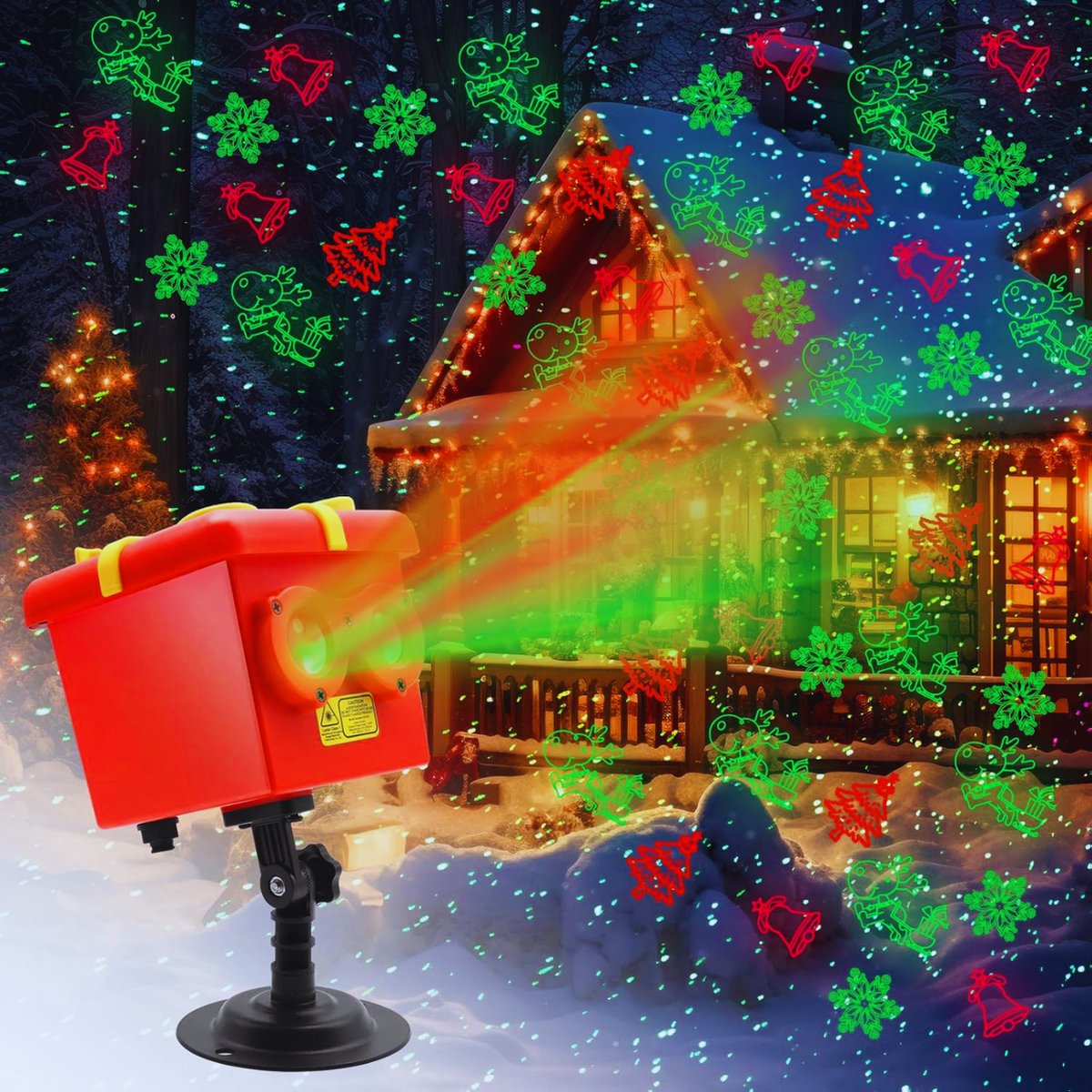 Kerst & Halloween Projector Lamp Met 13 Thema Patronen En Afstandsbediening - Waterdichte Tuinverlichting Voor Binnen & Buiten - Perfect Voor Muren - Gevels En Bomen [Energieklasse F]