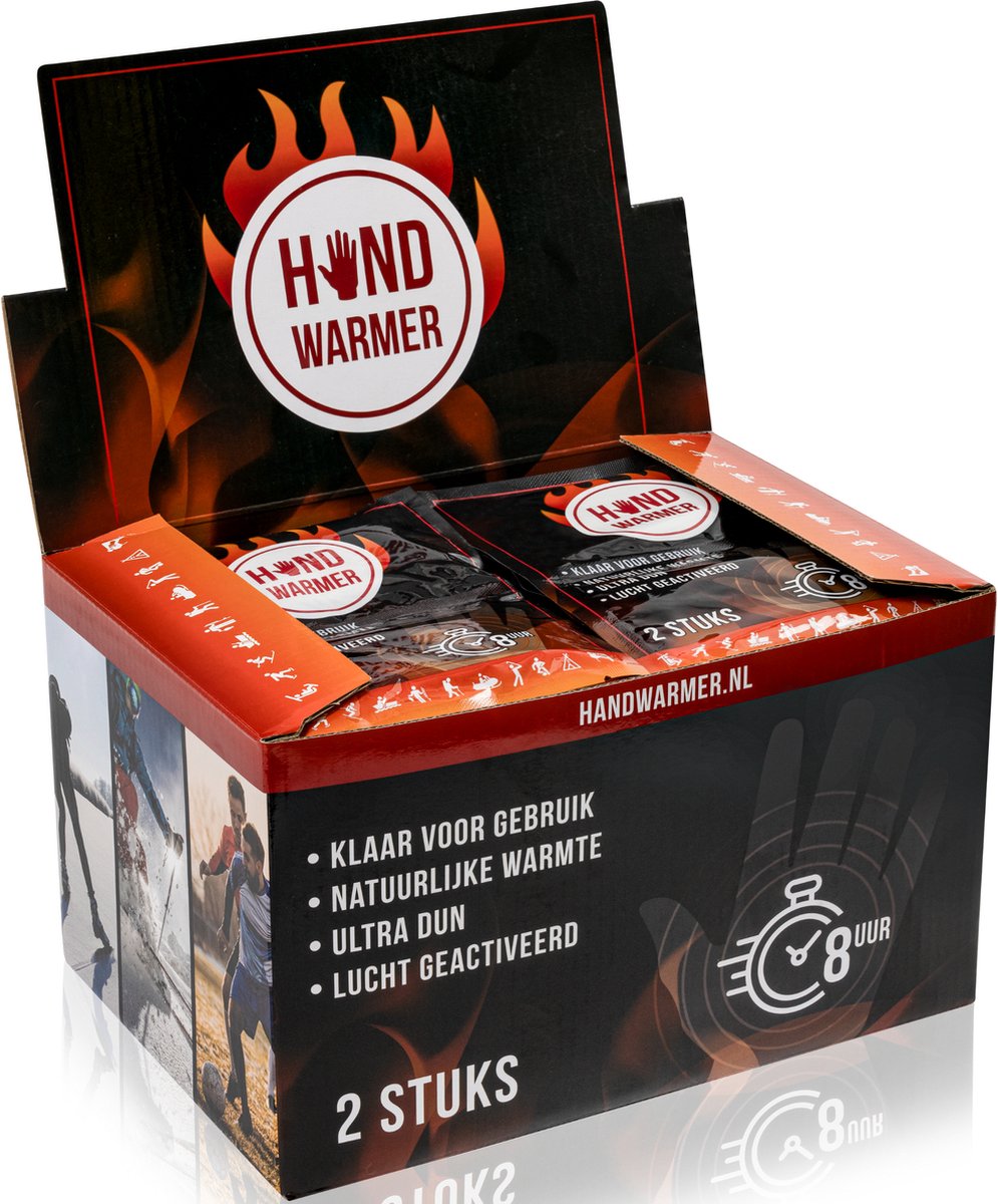 Goedkoopste Handwarmers 80 stuks (40 paar in display) voor o.a. fietsen, wandelen, skiën, vissen of om buiten comfortabel naar een wedstrijd te kijken - 8 uur warmte