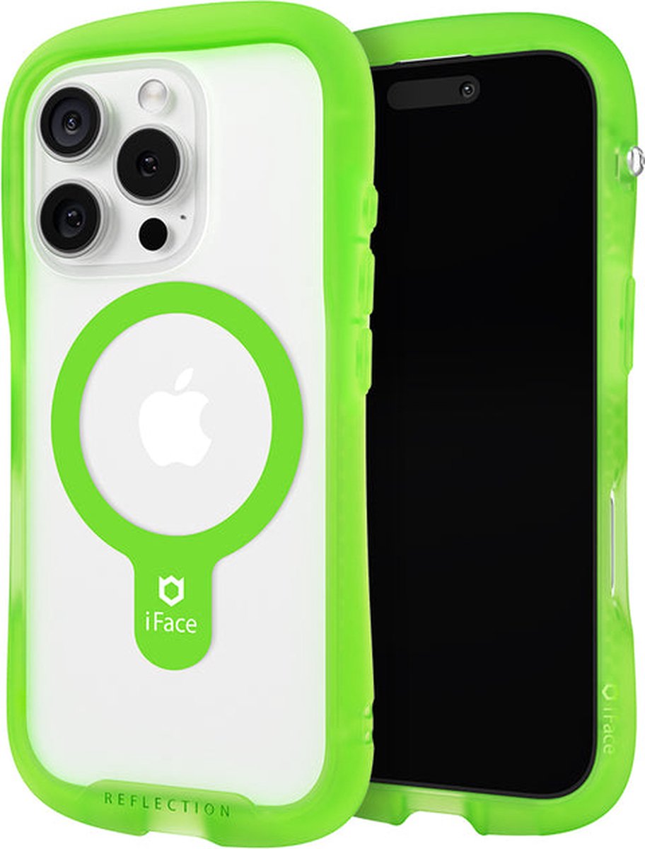 iPhone 16 Pro Max Transparante Groene Reflectie Neo_MagSynq Hoesje – Schokbestendige, Anti-Vingerafdruk Bescherming met Verhoogde Bezel en Magnetische Compatibiliteit