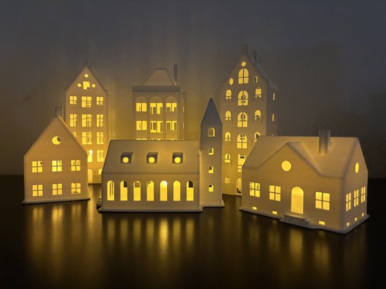 Moderne kersthuisjes met ledlicht
