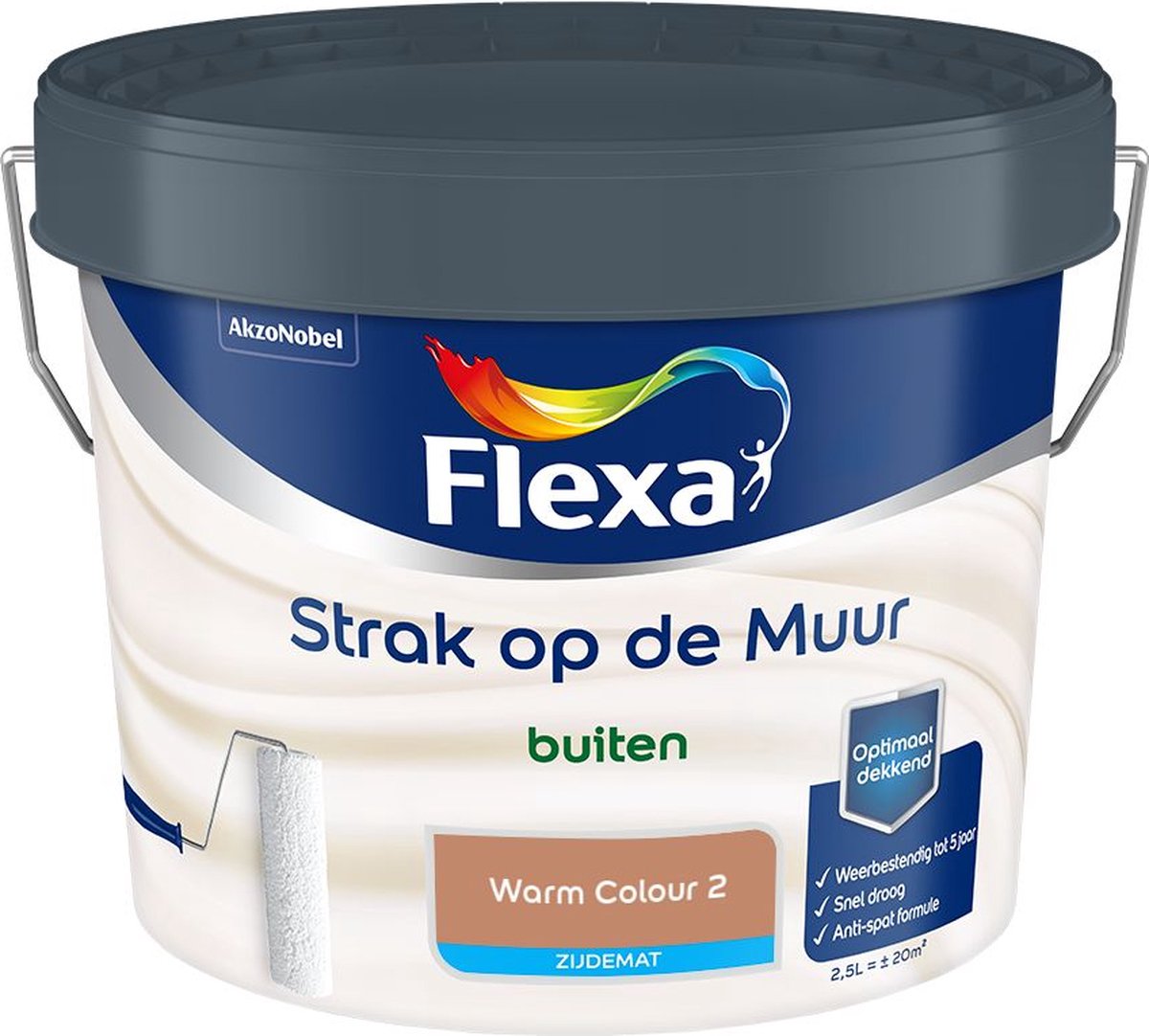 Flexa - Strak op de Muur Buiten Muurverf Zijdemat - Warm Colour 2 - Mengverf - 2.5 L
