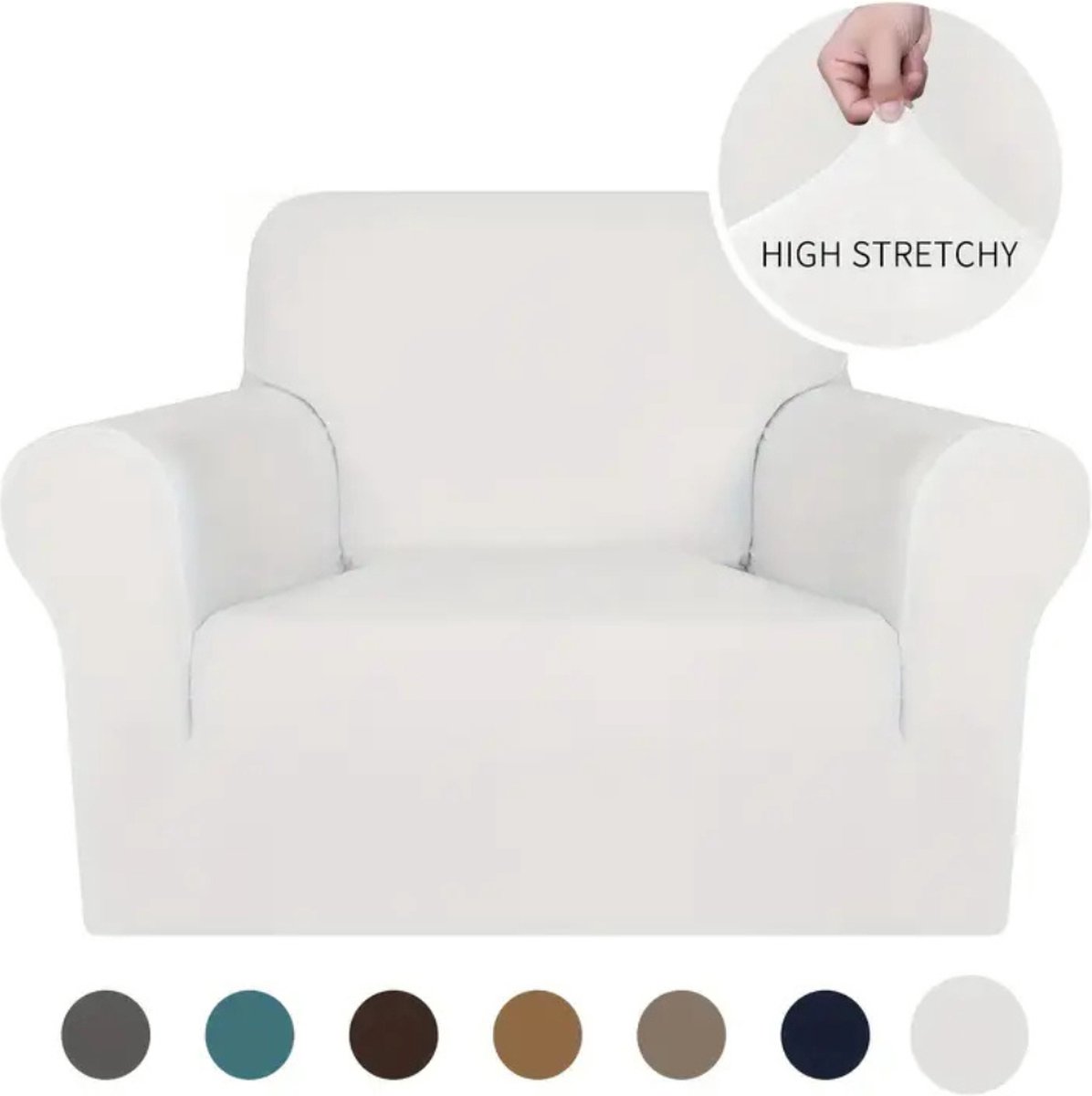 Bovista Bankhoes - Bankbeschermer - Stretch - Sofa Cover - Fluweel - Wit - Fauteuil