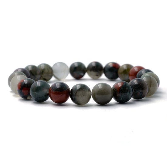 Bixorp Gems Afrikaanse Heliotroop Edelstenen Armband - African Bloodstone - Gepolijste Edelsteen Kralenarmband
