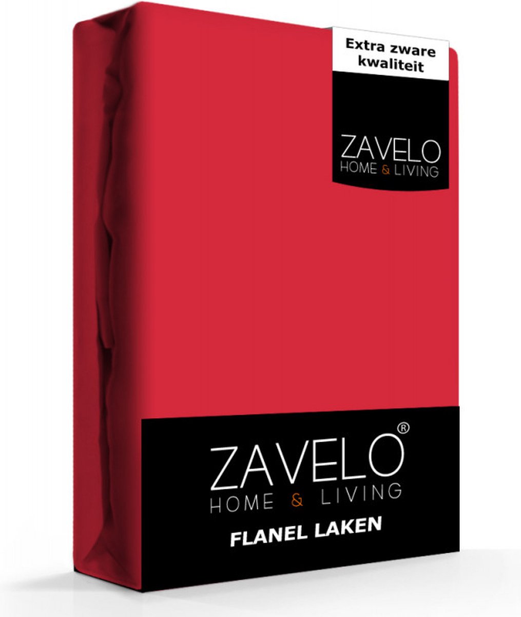 Zavelo Deluxe Flanel Laken Rood - Lits-jumeaux (240x260 cm) - 100% katoen - Extra Dik - Zware Kwaliteit - Hotelkwaliteit