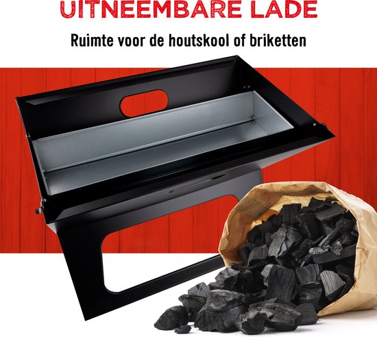 BBQ Collection Tafel BBQ Houtskool - Camping BBQ - Opvouwbare en Draagbare Barbeque - Barbecue met Losse Vuurschaal en Grillrooster - 46 x 36,5 x 28 cm van BBQ Collection — afbeelding 5