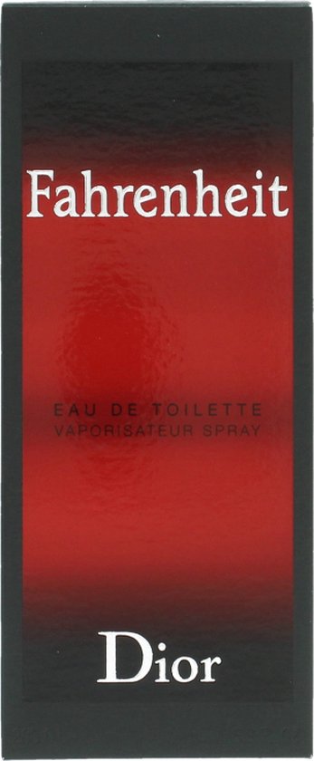 Dior Fahrenheit Eau de Toilette flacon met rode en zwarte verpakking.