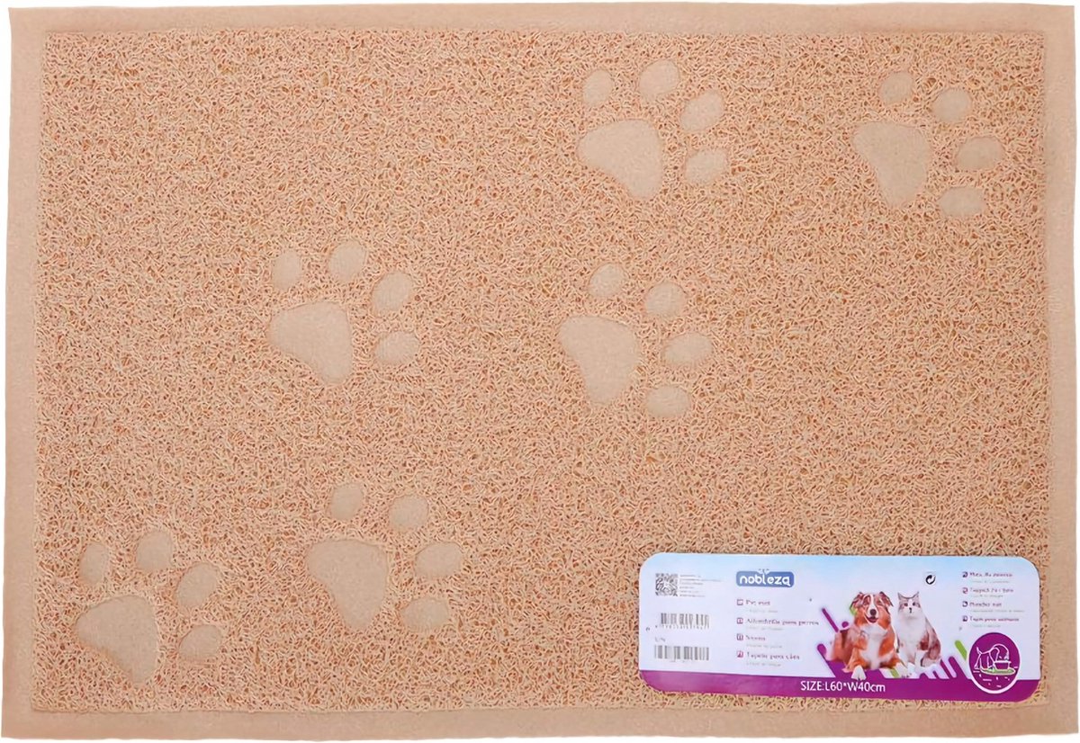 Nobleza Kattenbakmat - Schoonloopmat Kattenbak - Voerbakmat - Rubber - 60x45 cm - Rechthoek - Bruin