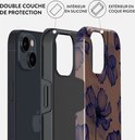 iPhone hoesje met dubbele bescherming: zachte siliconen binnenkant, harde buitenkant met bloemenprint.