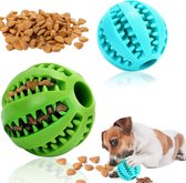 Hondenbal 5 Cm - 2 Stuks - Honden Speelgoed - Snackbal Hond - Hondenspeeltjes - Kauwspeelgoed Hond - Hondenspeelgoed - Honden Speelgoed Intelligentie - Groen+Blauw