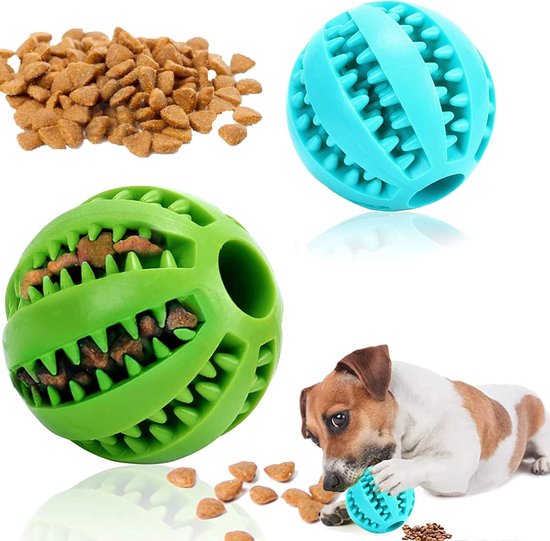 Balle pour chien 5 Cm - 2 pièces - Jouets Chiens - Balle à mâcher pour chien - Jouets Intelligence Chiens - Vert + Blauw