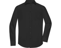 James and Nicholson Heren Longsleeve Poplin Shirt (Zwart)