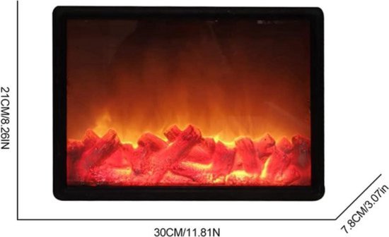 Sfeerhaard/open haard lantaarn zwart met led verlichting l15 x b25 x h39 cm