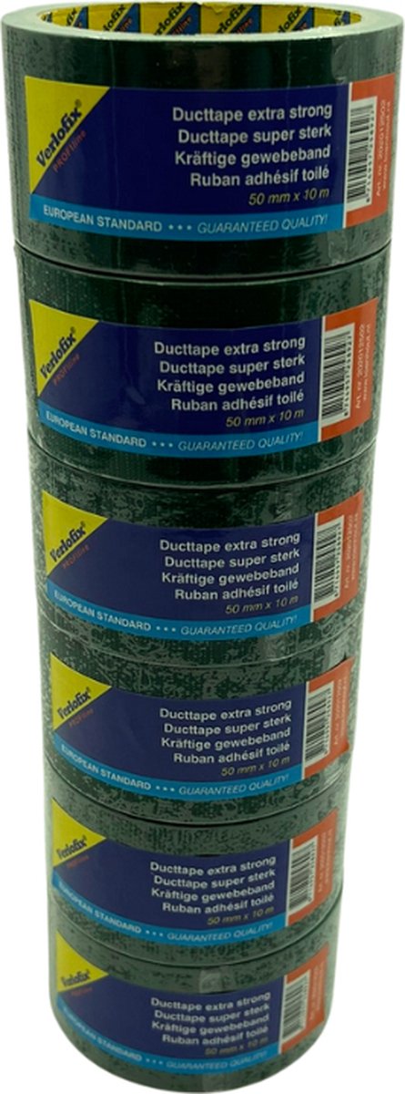 Verlofix Duct Tape - 6 rollen - 50 mm Breed - Rol van 10 Meter - Plakband - Grote Kleefkracht - Zeer Sterk - Waterdichte tape - Groen