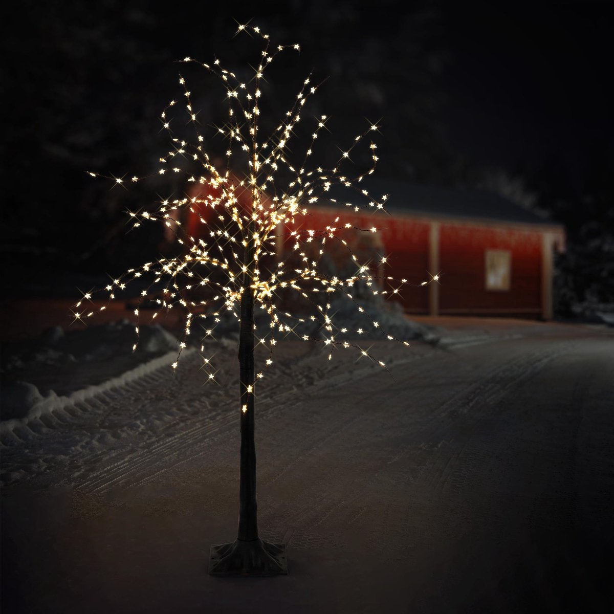 ECD Germany LED-boom 150 cm met 600 warmwitte LED's, kunstkerstboom, lichtboom met stervormige lampjes, decoratieve boom voor kerst, flexibele takken, kerstdecoratie voor binnen & buiten IP44 – foto 5