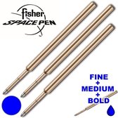 Set Blauwe Originele Fisher Space Pen Vullingen (Fijn, Medium en Dik)