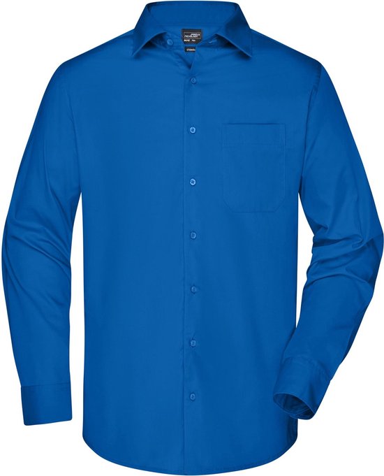 James and Nicholson Heren Longsleeve Poplin Shirt (Koningsblauw)