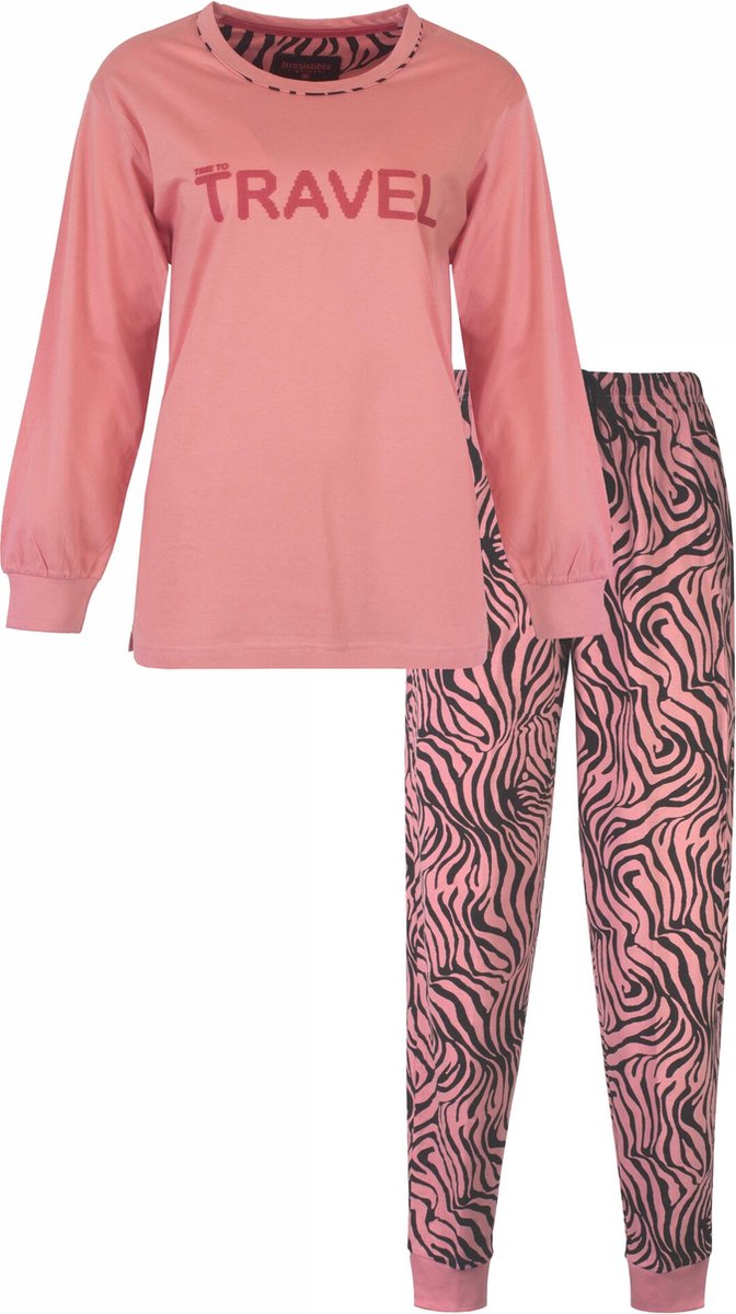 Irresistible Dames Pyjama - Katoen - Zebra Print - Rose - Maat XL