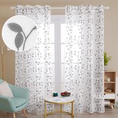 Rideaux semi-transparents brodés modernes JGS ® pour intérieurs élégants, Set de 2, Grijs 260x140 cm