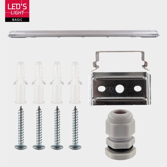Proventa LED TL 4 luminaires doubles à 8 tubes 150 cm - Lumière blanche froide 6500 K - Étanche - 4 pièces