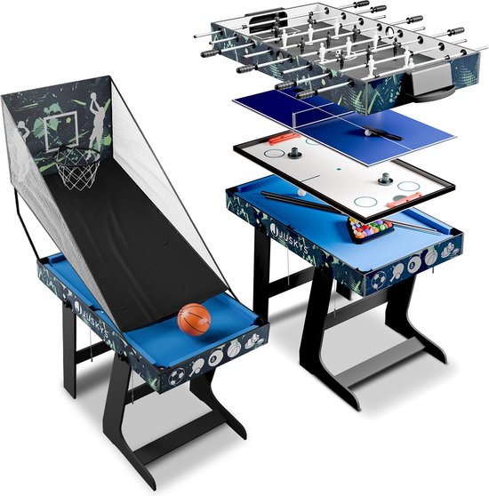 Juskys Multi-Speeltafel 5 in 1 - Biljart / Tafelvoetbal / Hockey / Tafeltennis / Basketbal