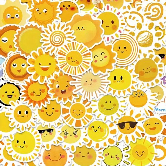 Zonnetjes Stickers – 50 Stickers – Schattige Zonnetjes Stickers – Stickers voor Kinderen – Decoratie Stickers – Grote Zonnetjes Stickers – Zomer Decoratie – Stickers voor Meisjes – Knutselen Kinderen – Cadeautjes tot 10 euro