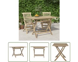 vidaXL Teak Hout - Tuin Tafel - Tuintafel inklapbaar 120x70x75 cm massief teakhout grijs - Inklapbare Tafel - Buitentafel - Terras Tafel