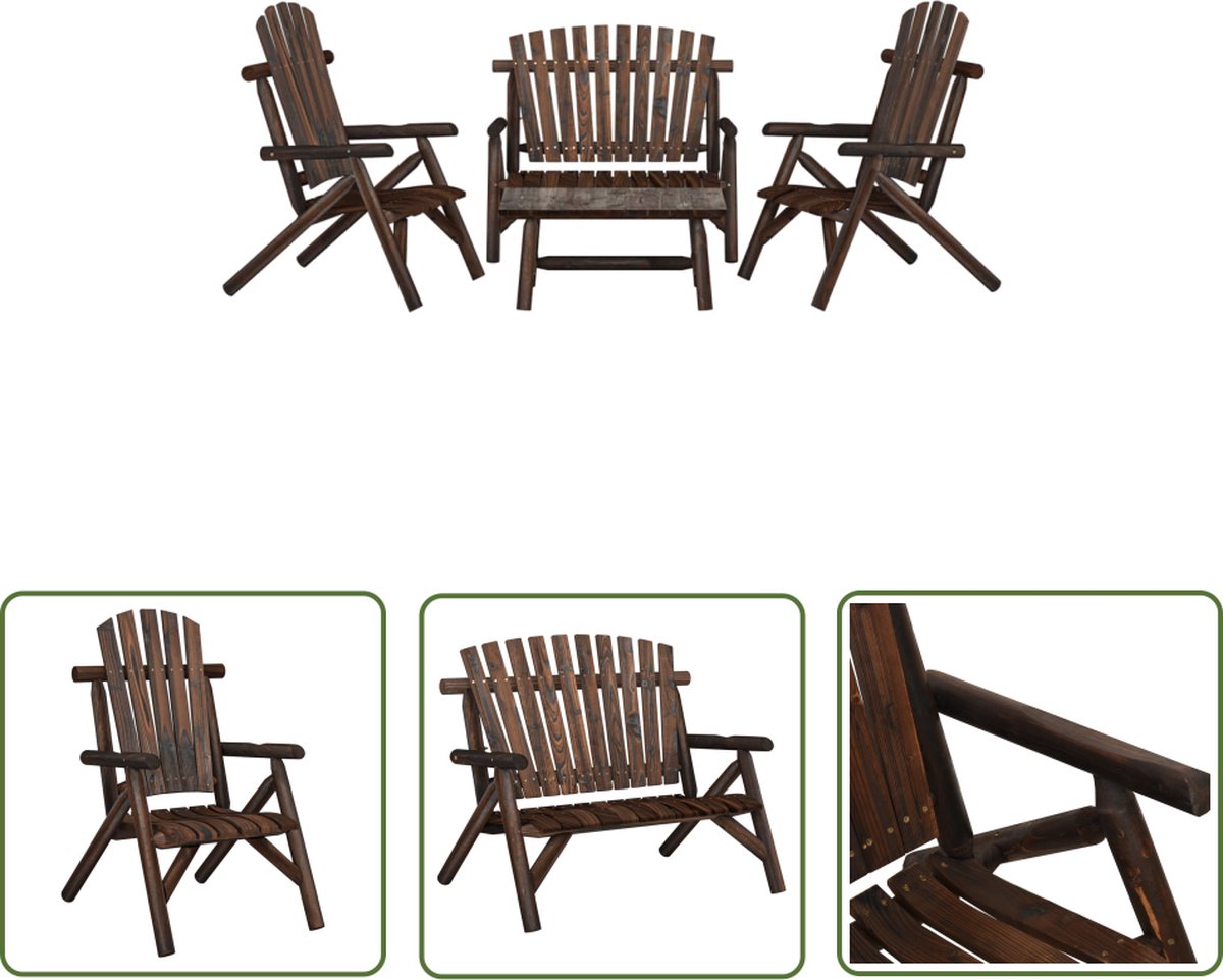 Vurenhout loungeset met loungestoel, tuinlounge en tafel - The Living Store.