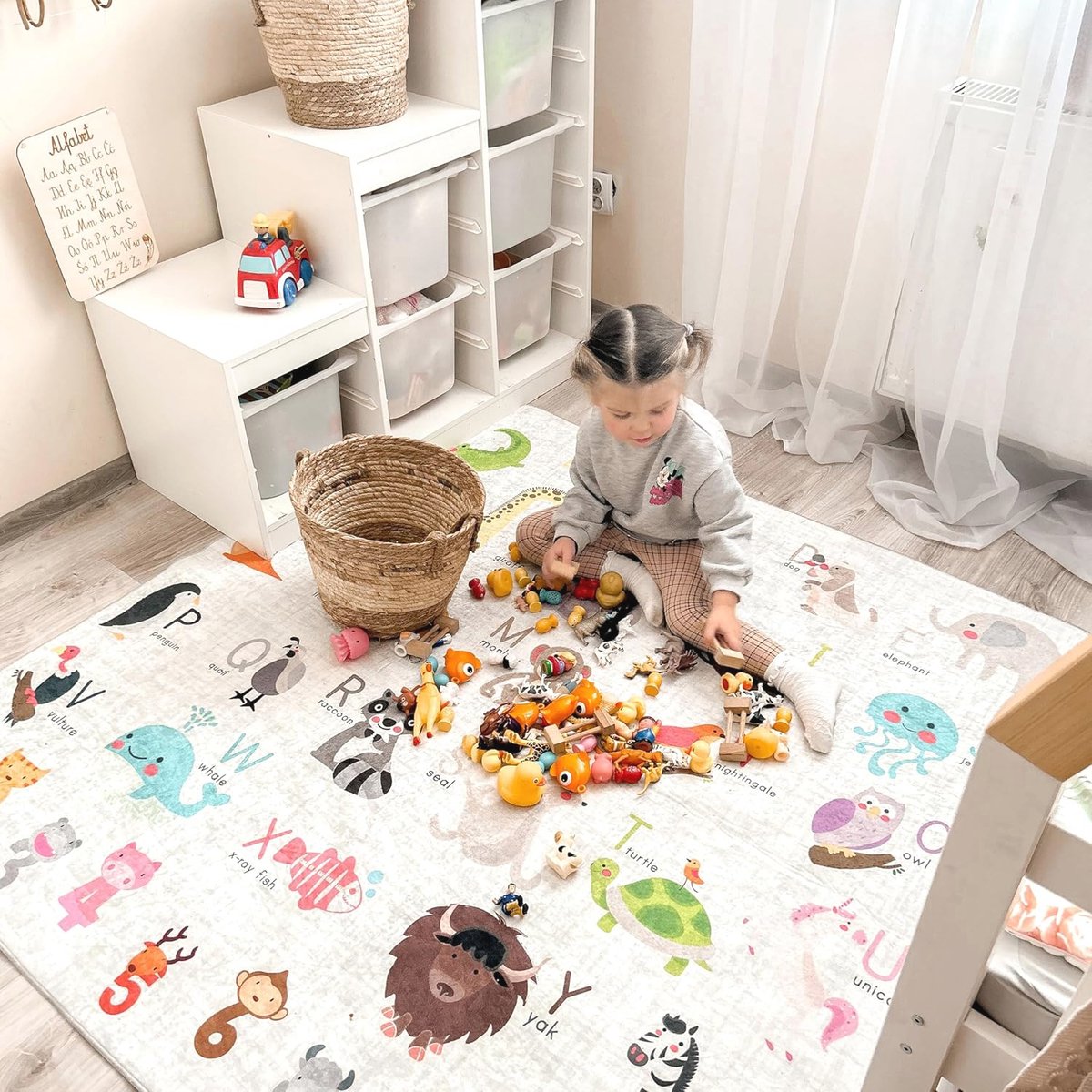 Aolso Babymat, 127 x 127 cm, opvouwbaar, antislip, katoen, kruipmat, mat voor kinderen om op de vloer te spelen, zacht en dik (eenhoorn Aolso Babymat, 127 x 127 cm, opvouwbaar, antislip, katoen, kruipmat, mat voor kinderen om op de vloer te spelen, zacht en dik (eenhoorn